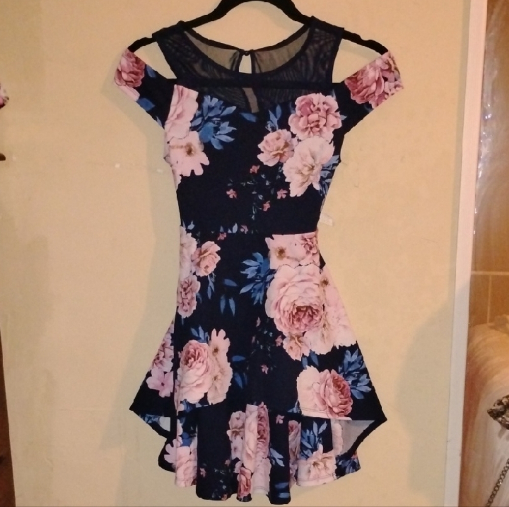 Xtraordinary Navy and Pink Floral Kids Dress